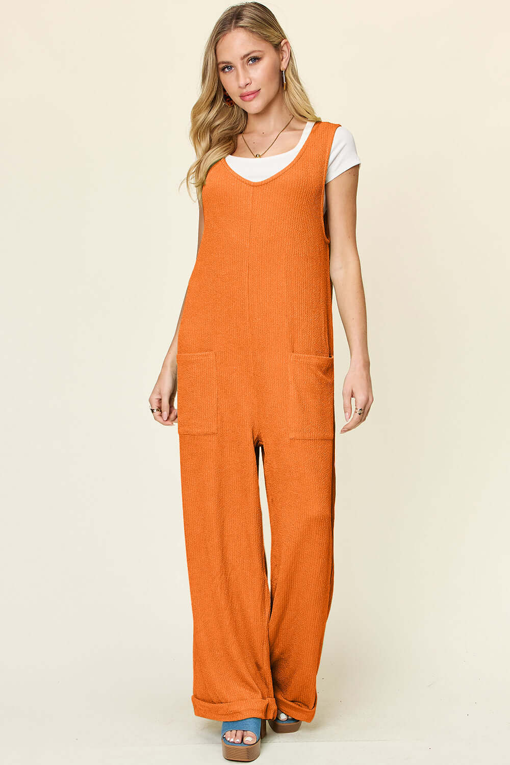 Wide Leg Jumpsuit with Pockets - Double Take Collection