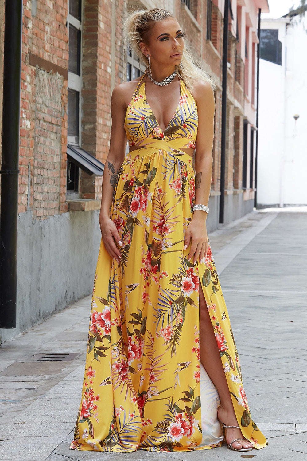 Halter Neck Split Dress - Elegant Style for Any Event